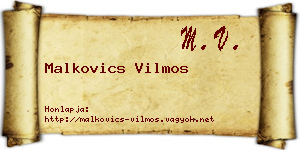 Malkovics Vilmos névjegykártya