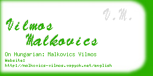 vilmos malkovics business card